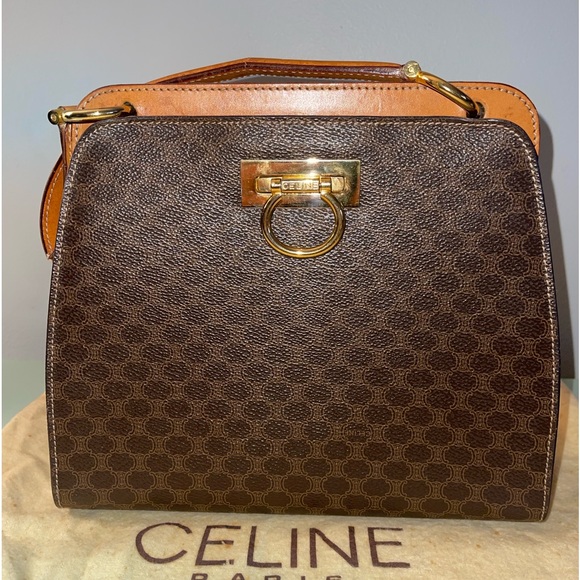 Celine Vintage Macadam Canvas Hand Bag Leather - Picture 14 of 15